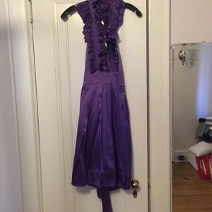 BCBGMaxAzria purple ruffled halter dress